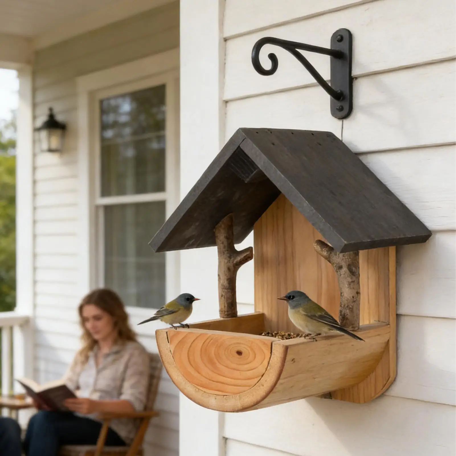 Feeding - Wandmontage houten vogelvoeder, buiten hangende vogelvoeders,