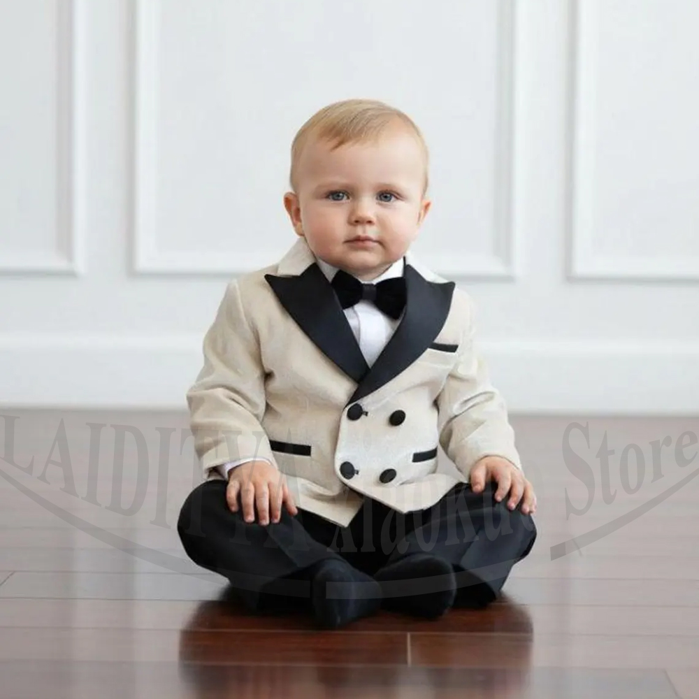 Baby Boy Suit Set Baptism - Babyjongenspak 2-delig chic dubbelgeknoopt fluwelen smoking