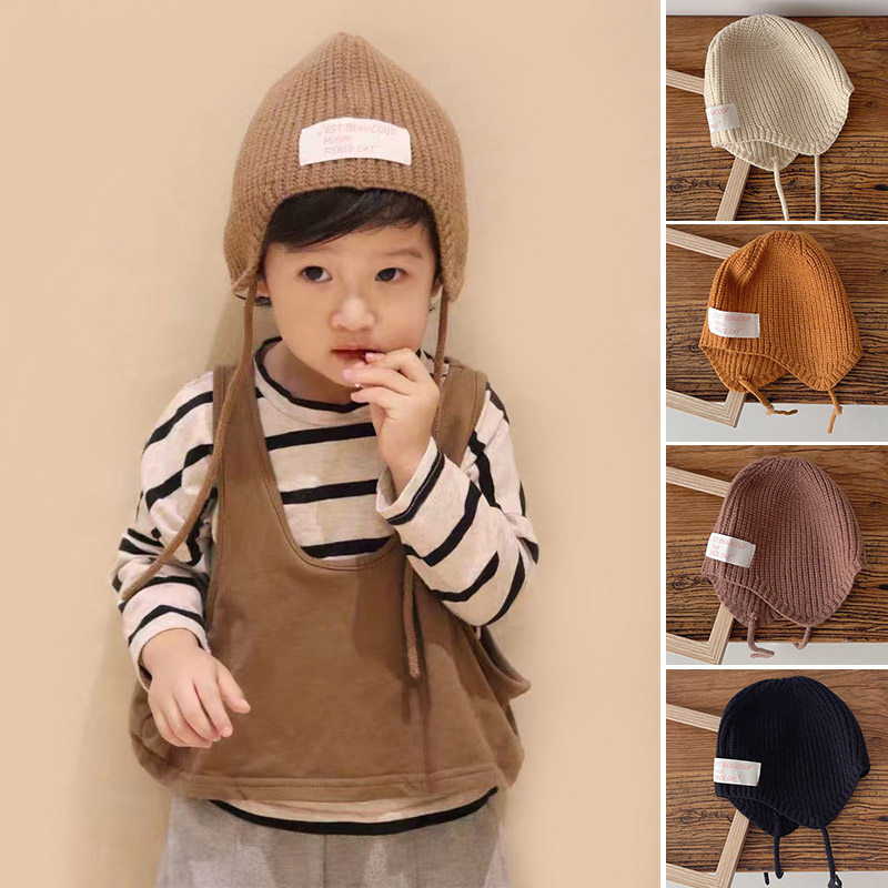 Infant Beanie Hat With Ears - Winter Warm Kinderen Gehoorbescherming Hoed Effen