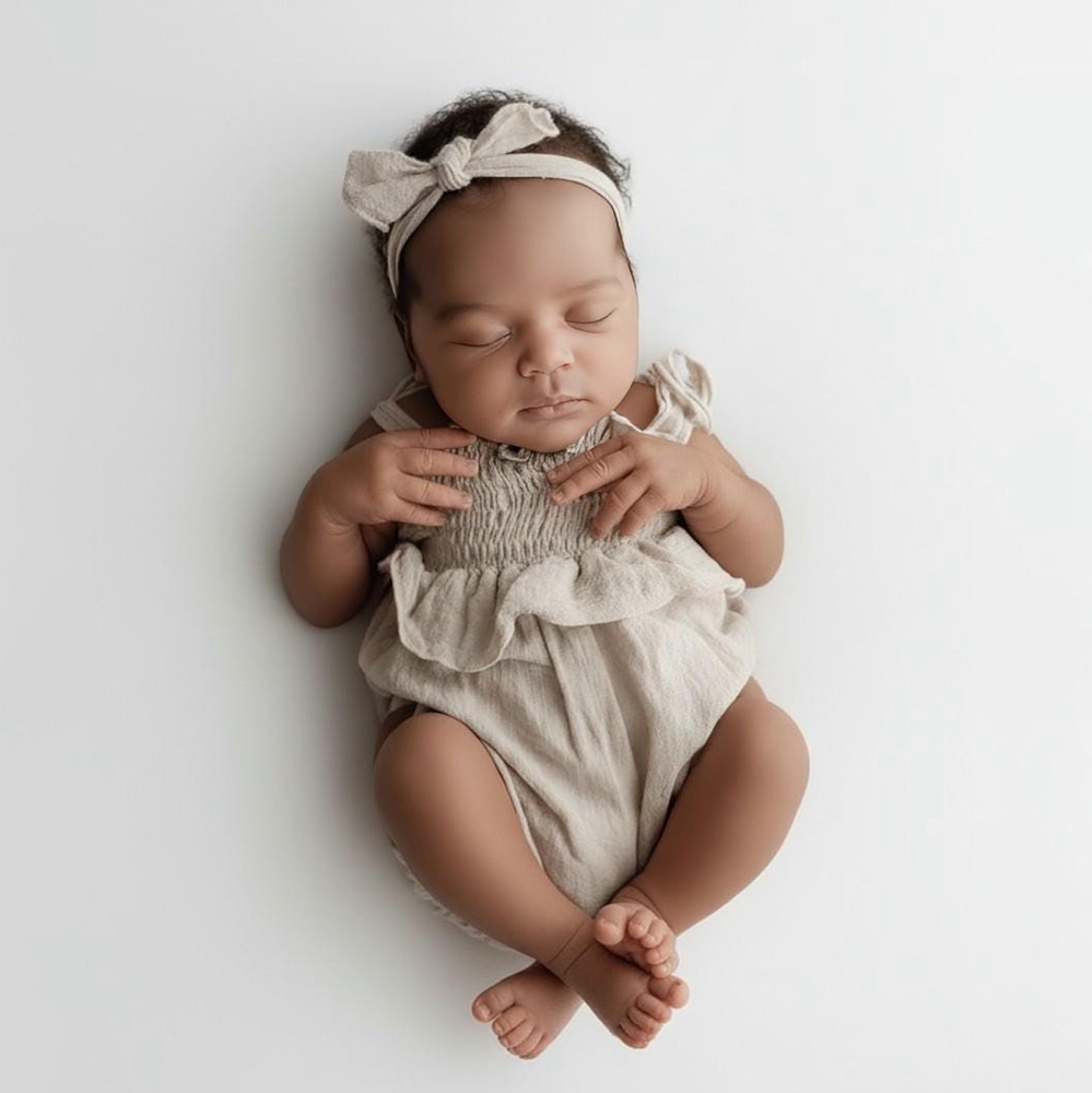 Infant Photography Props Outfit - Pasgeboren fotografie rekwisieten babymeisje geel linnen
