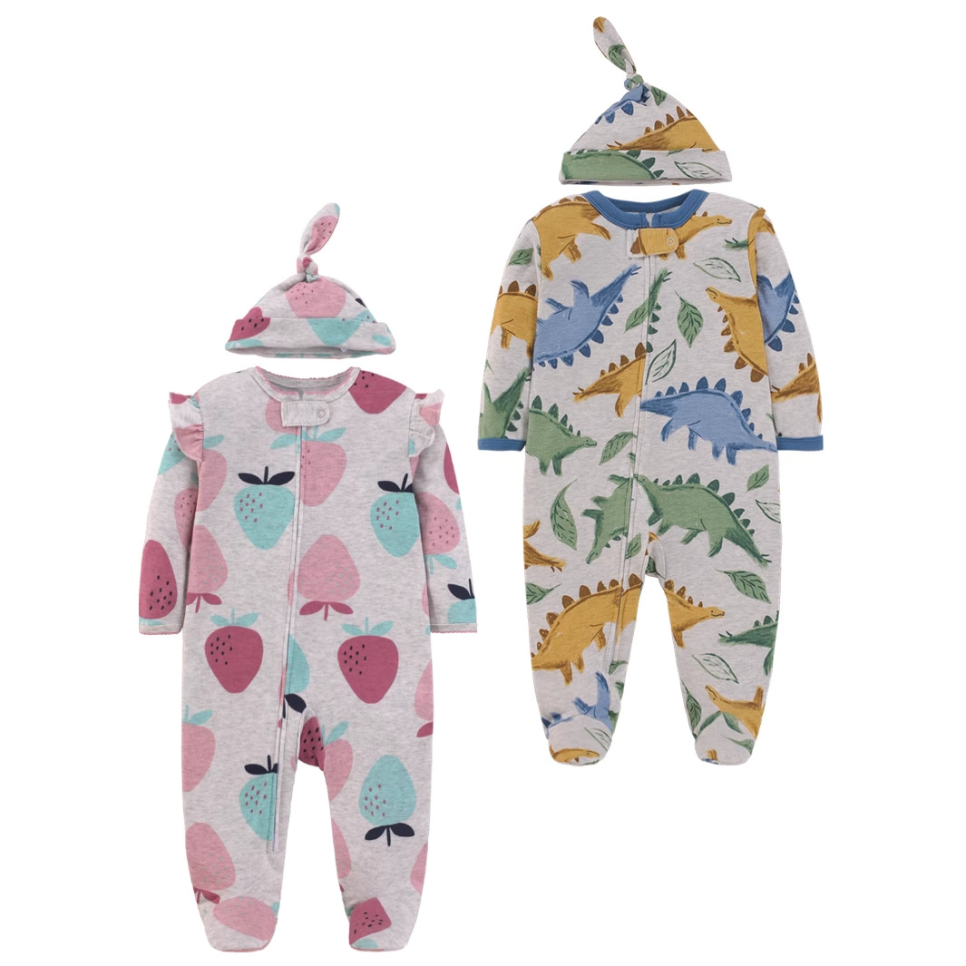 Cotton Baby Onesies Zipper - Pasgeboren baby romper van puur katoen,