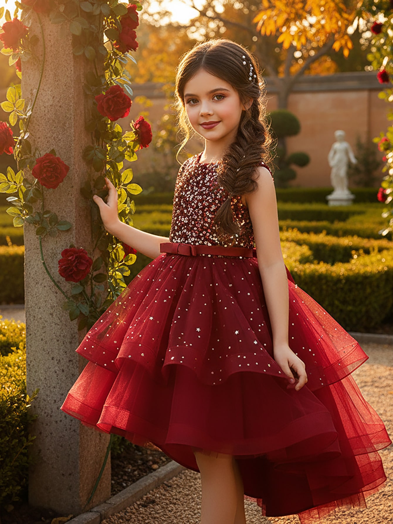 Toddler Girl Tulle Party Dress - Baby meisje prinses bloemen pailletten jurk