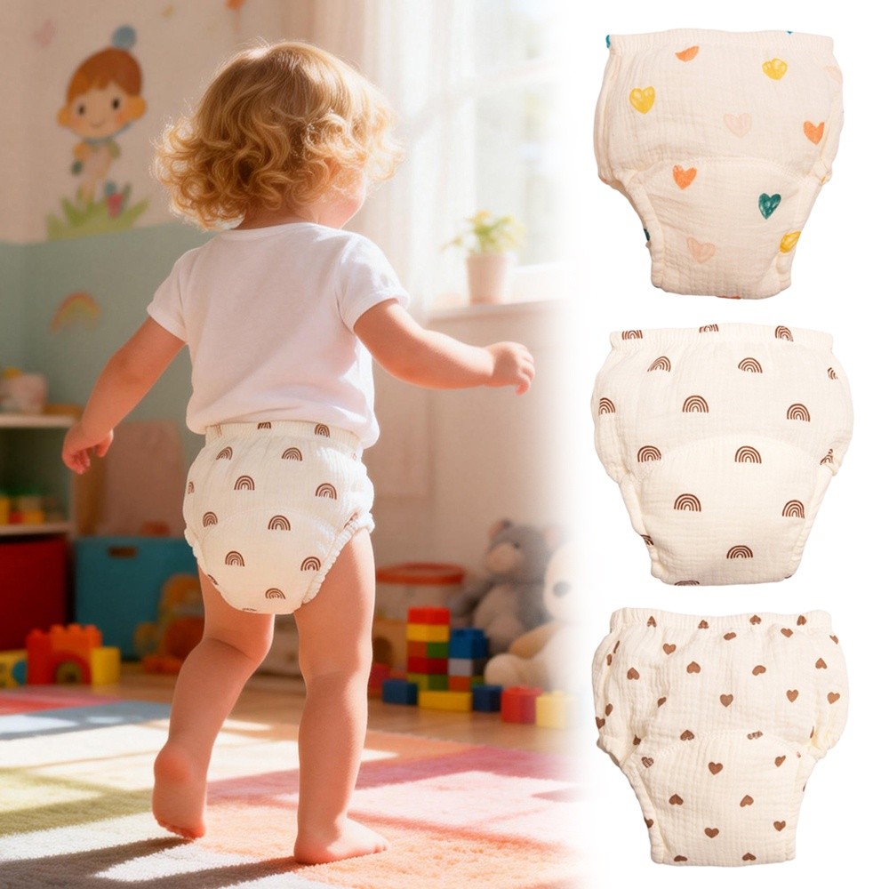 Toddler Training Pants Leak Proof - Katoenen gaas baby-trainingsbroekjes Ademend waterdicht wasbaar