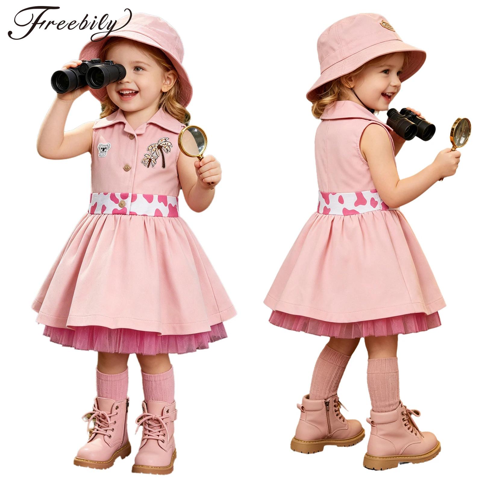 Toddler Girl Tulle Party Dress - Peuter Baby Meisjes Zookeeper-pak Mouwloos Schattig
