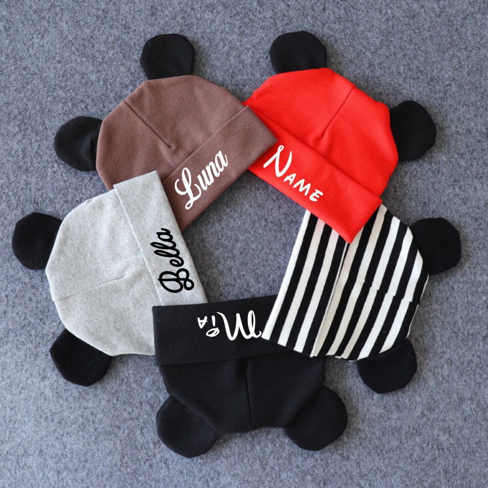 Infant Beanie Hat With Ears - Gepersonaliseerde Leuke Baby Beanie Gift Pasgeboren