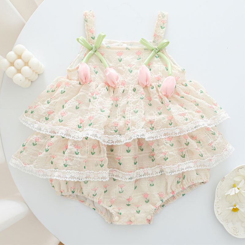 Newborn Baby Girl Romper Floral - 2026 Baby Meisje Zomer Prinses Bandje