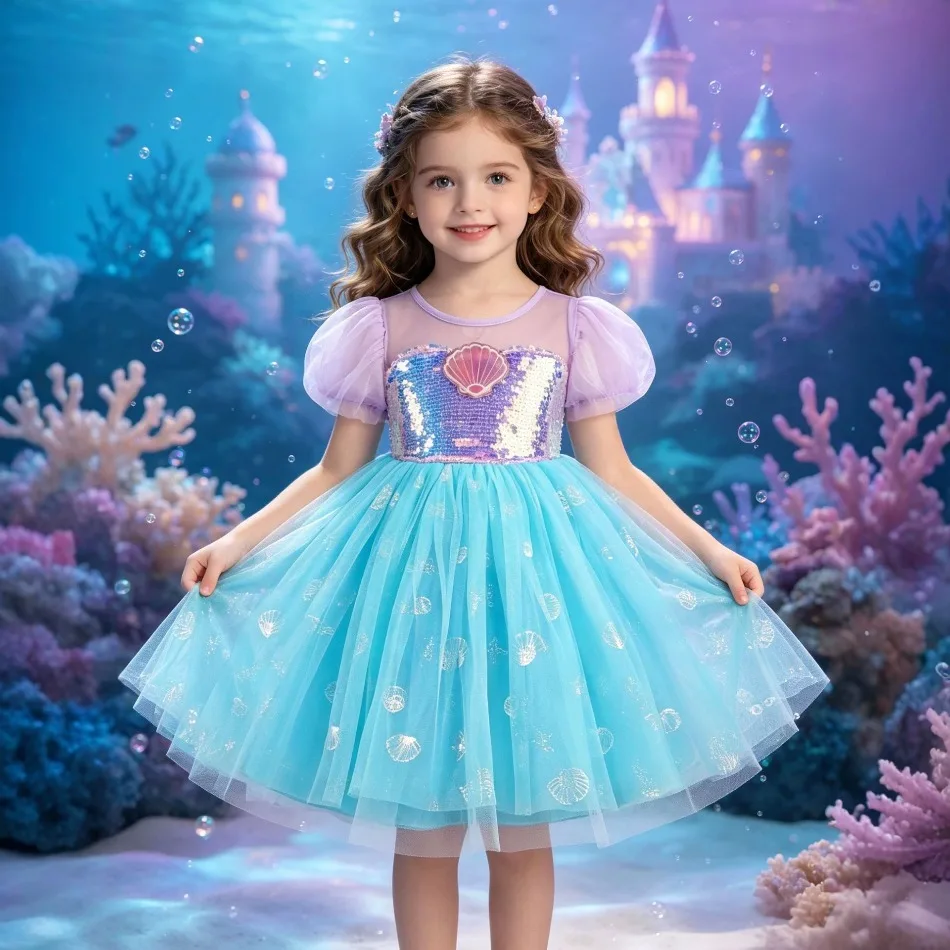 Toddler Girl Tulle Party Dress - Meisjes Jurk voor Peuters, Zeemeermin Prinses