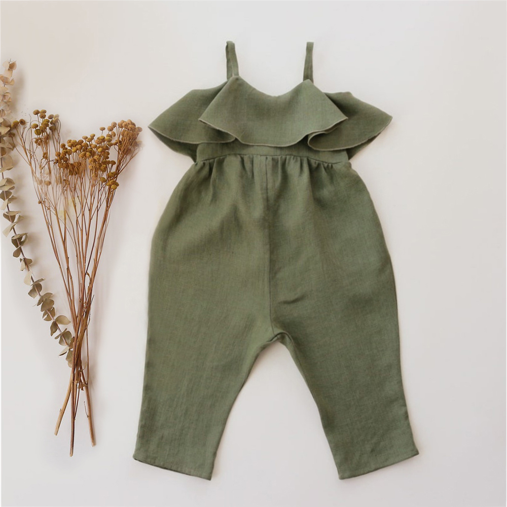 Baby Summer Linen Sleeveless Jumpsuit - Baby Meisje Zomer Kleding Baby Meisje
