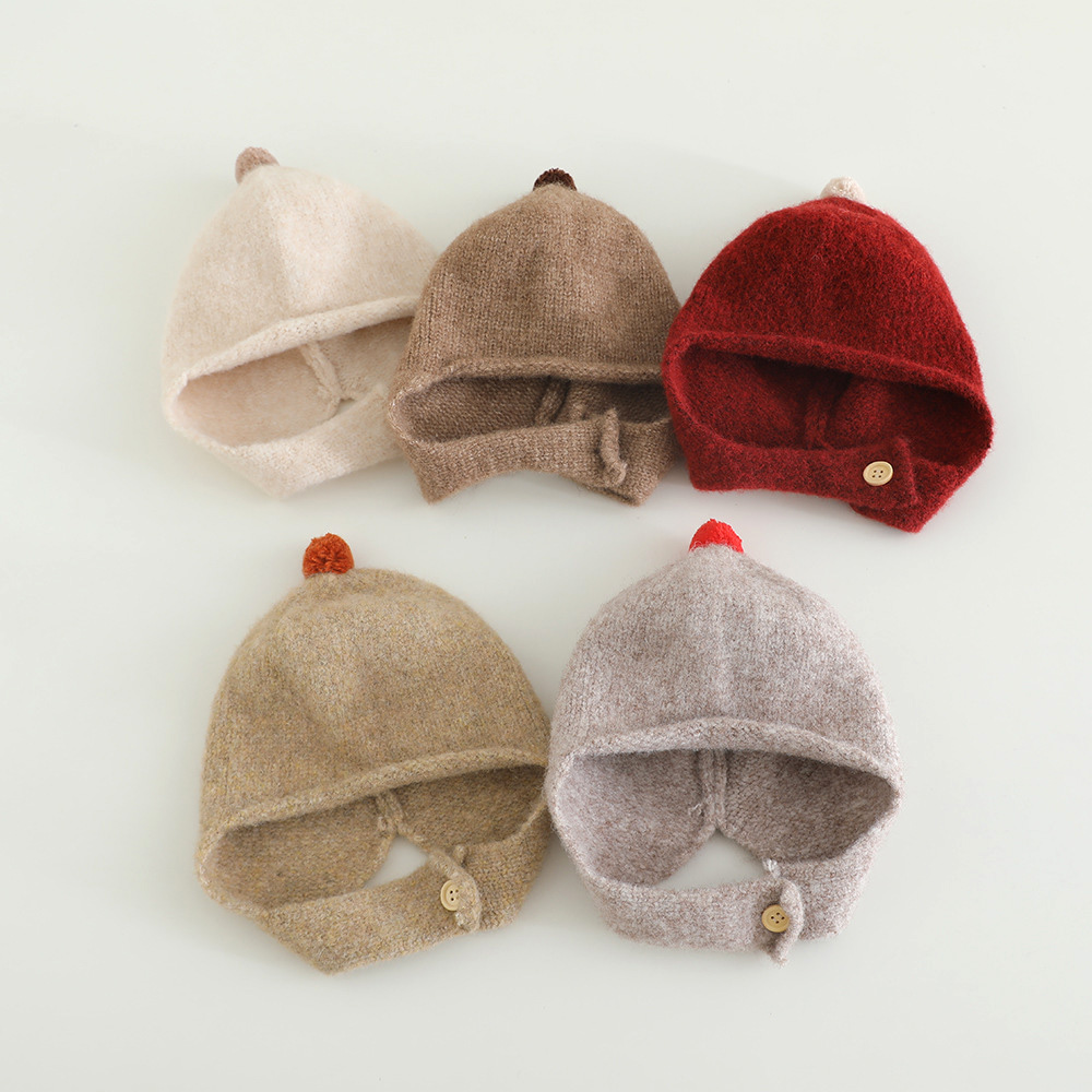 Infant Beanie Hat With Ears - Winter gebreide baby oorklep hoed schattige
