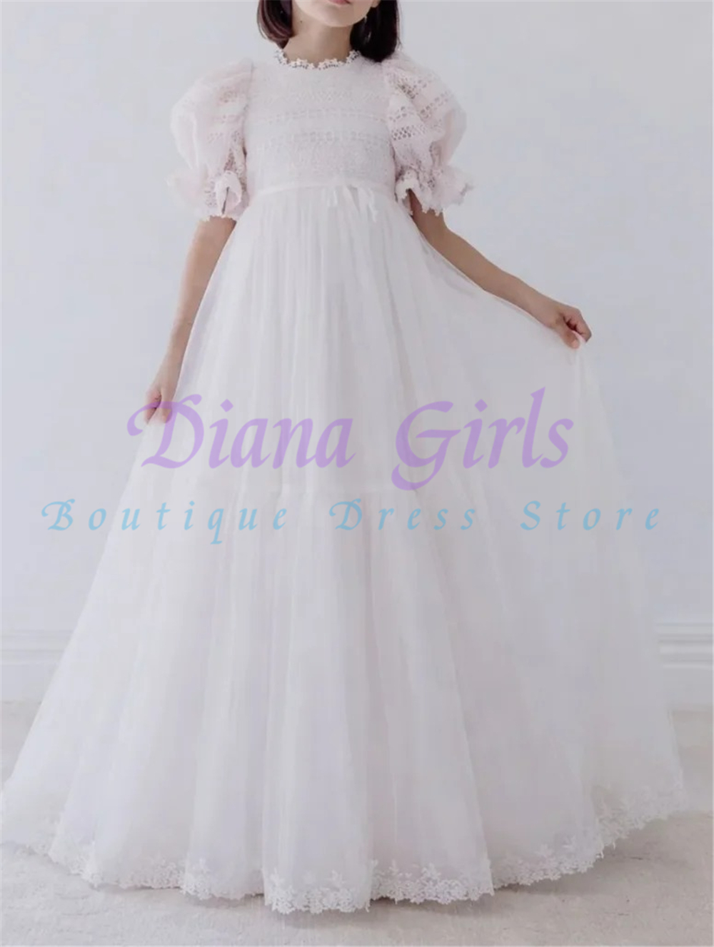 Toddler Girl Tulle Party Dress - Kwaliteit elegante bloemenmeisjesjurk kant met tule