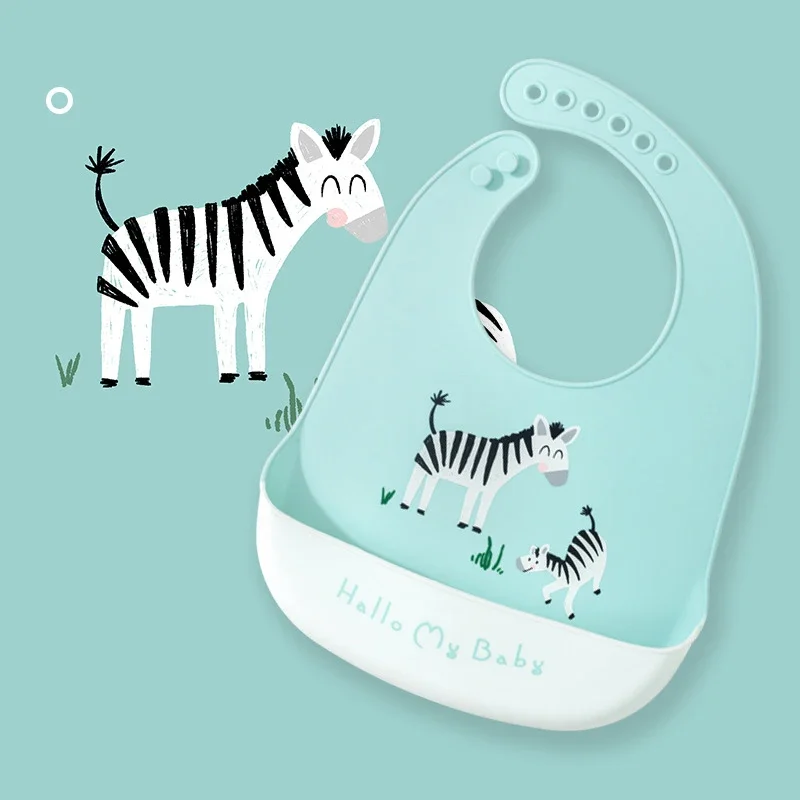 Waterproof Baby Bibs Silicone - Waterdichte Slabbers Babyspullen Leuke Cartoon Dierenprint