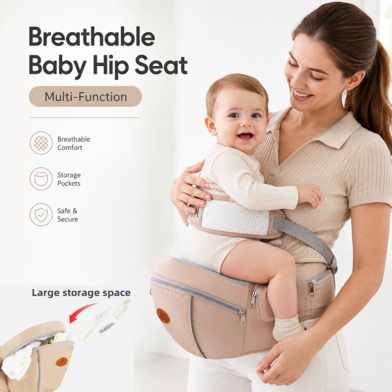 Ergonomic Baby Carrier Newborn To Toddler - Ergonomische, ademende babyheupstoel, lichtgewicht draagzak voor
