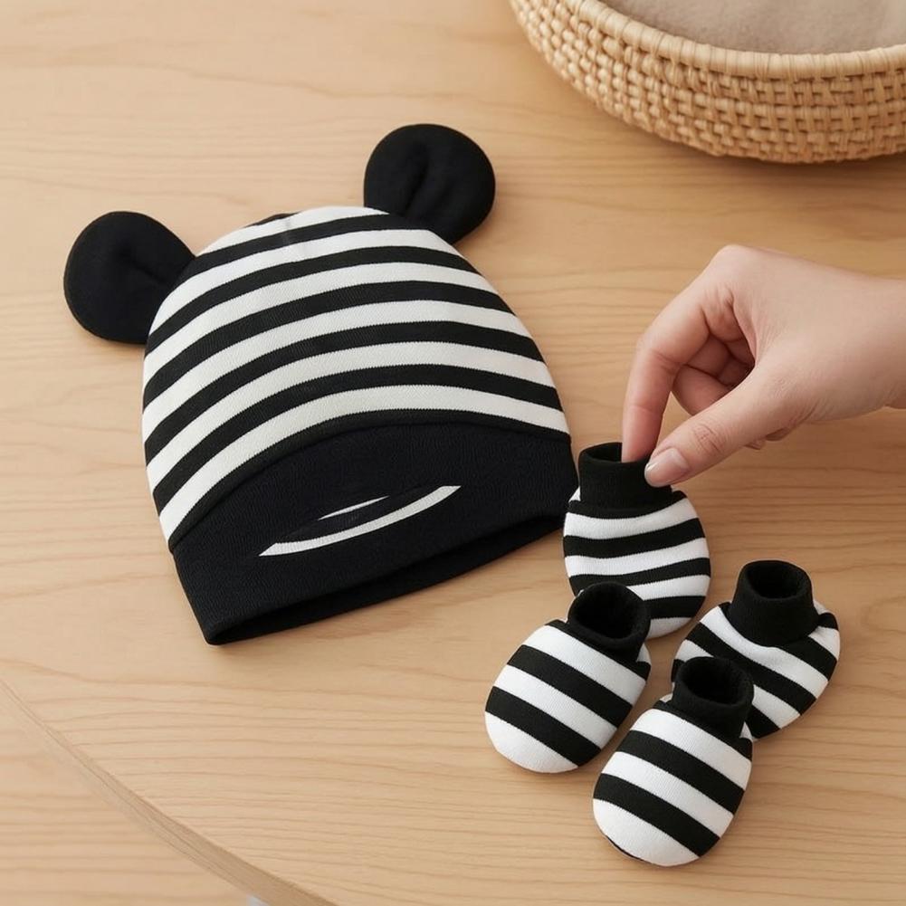 Infant Beanie Hat With Ears - Anti-krabwanten voor pasgeborenen, baby muts en