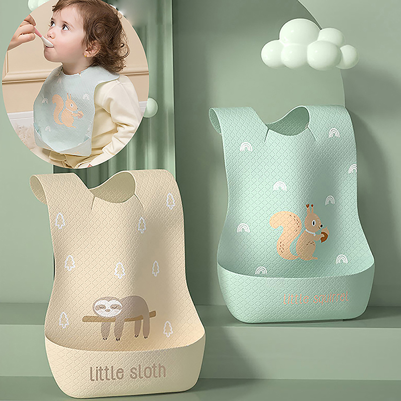 Waterproof Baby Bibs Silicone - Waterdicht Verstelbare Voedselvoeding Slabbetje Met Voedselvanger