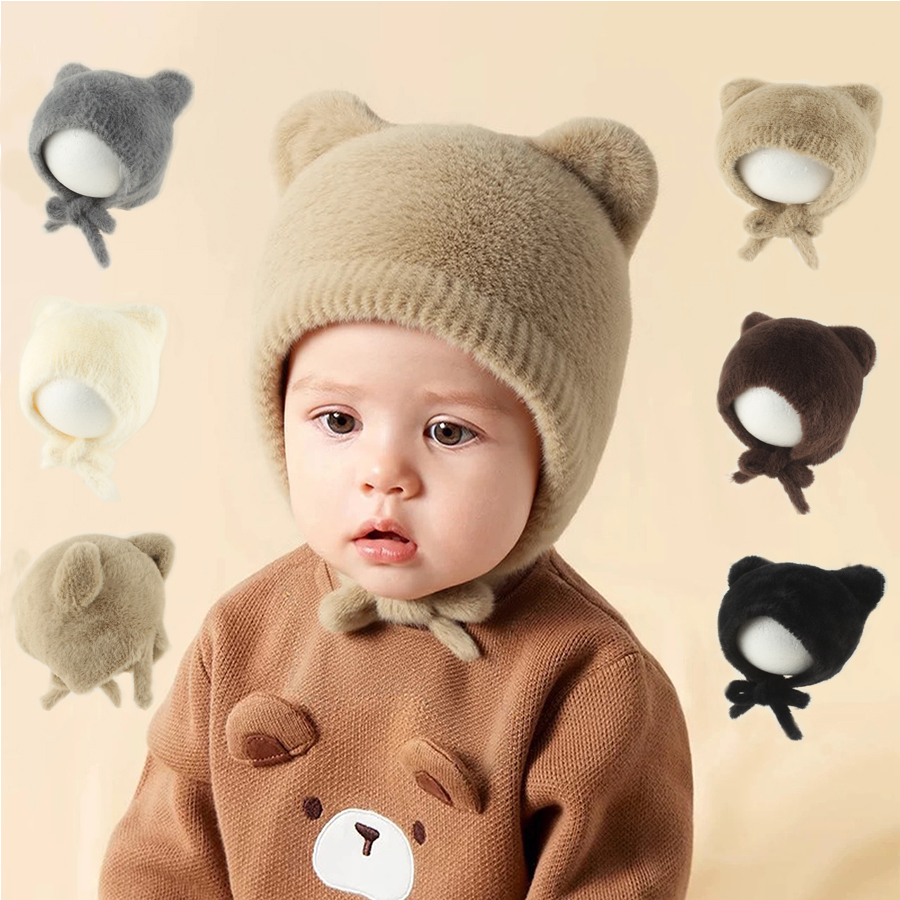 Infant Beanie Hat With Ears - Leuke Cartoon Baby Gebreide Muts Winter
