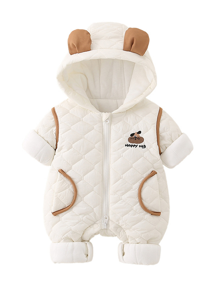 Cotton Baby Onesies Zipper - Warme katoenen baby-outfit met capuchon Lange