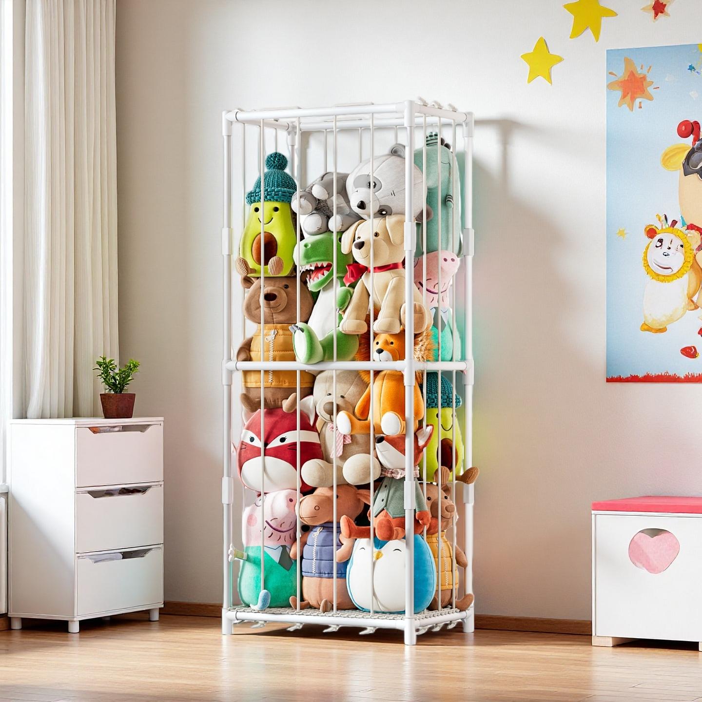 Nursery - Verticale opbergorganizer voor knuffels, dierentuin-thema, pluche