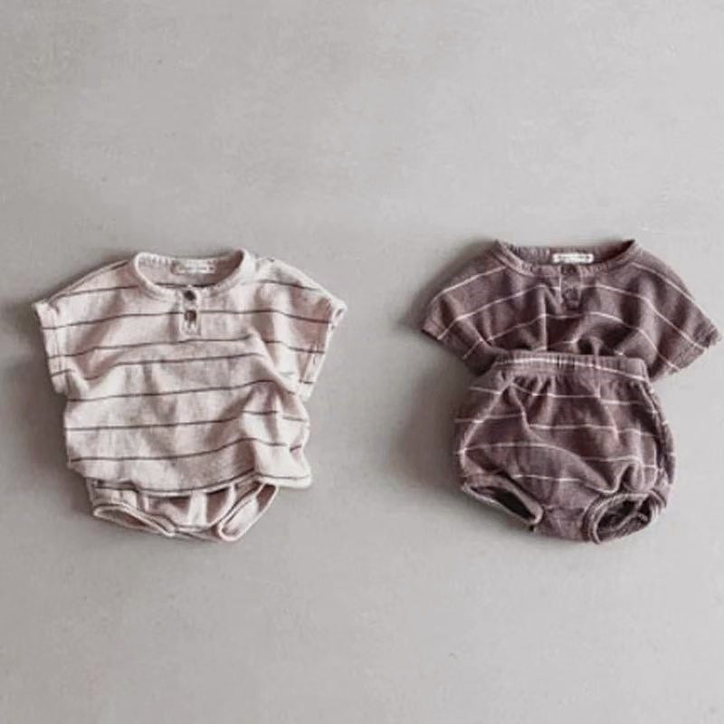 Baby Boy Suit Set Baptism - Nieuwe Kinderen Korte Mouw Pak Gestreepte