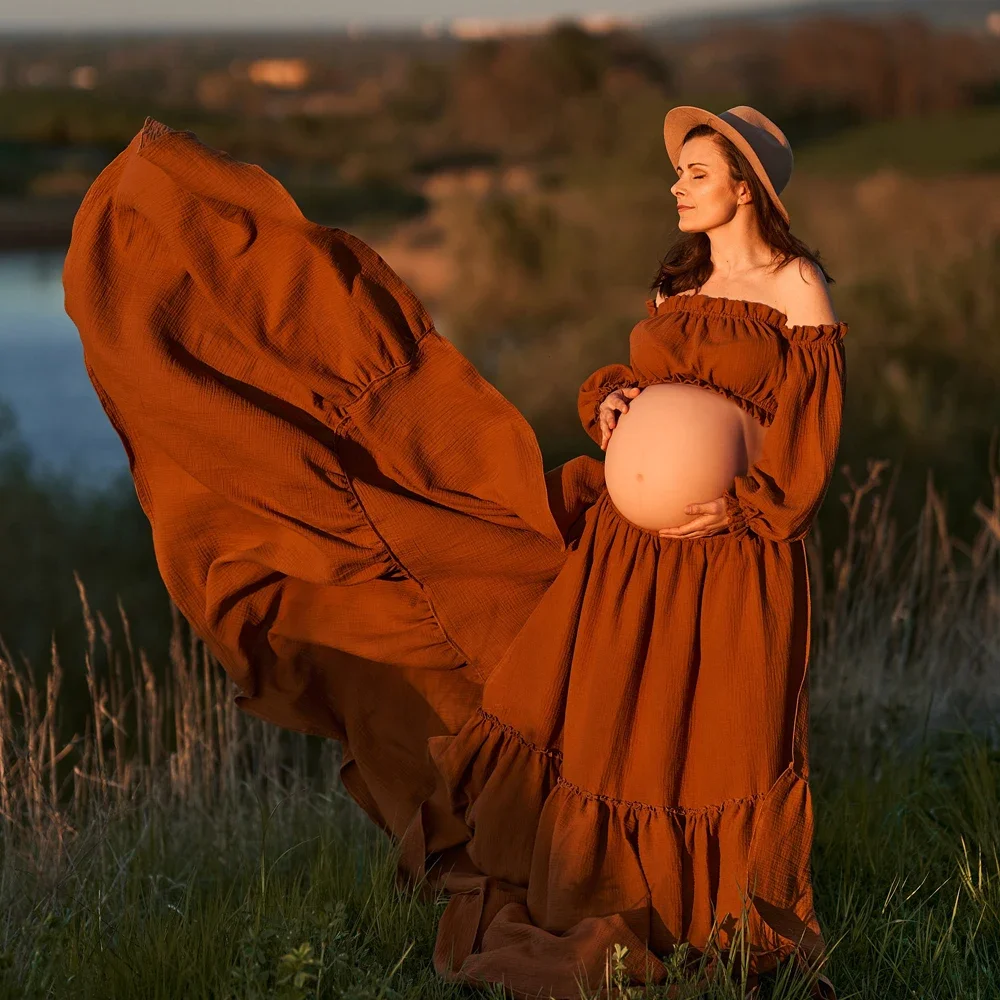 Maternity Wear - Sexy off-shoulder retro moederschap fotografie jurk
