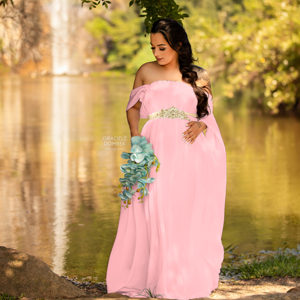 Maternity Wear - Europese en Amerikaanse dameskleding Kanten zwangerschapsjurk