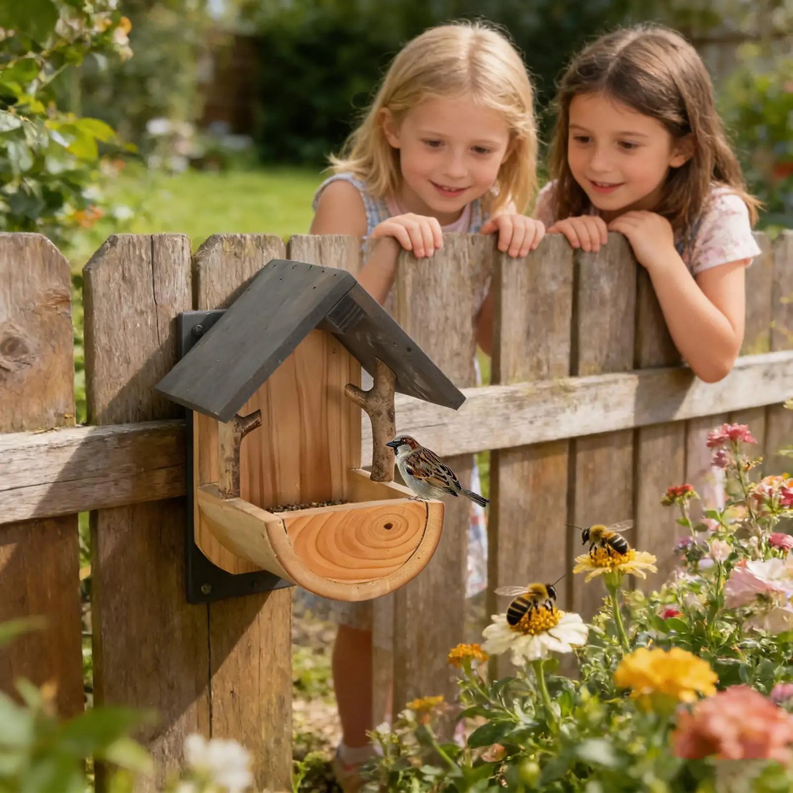 Wandmontage houten vogelvoeder - Feeding recensie en prijs