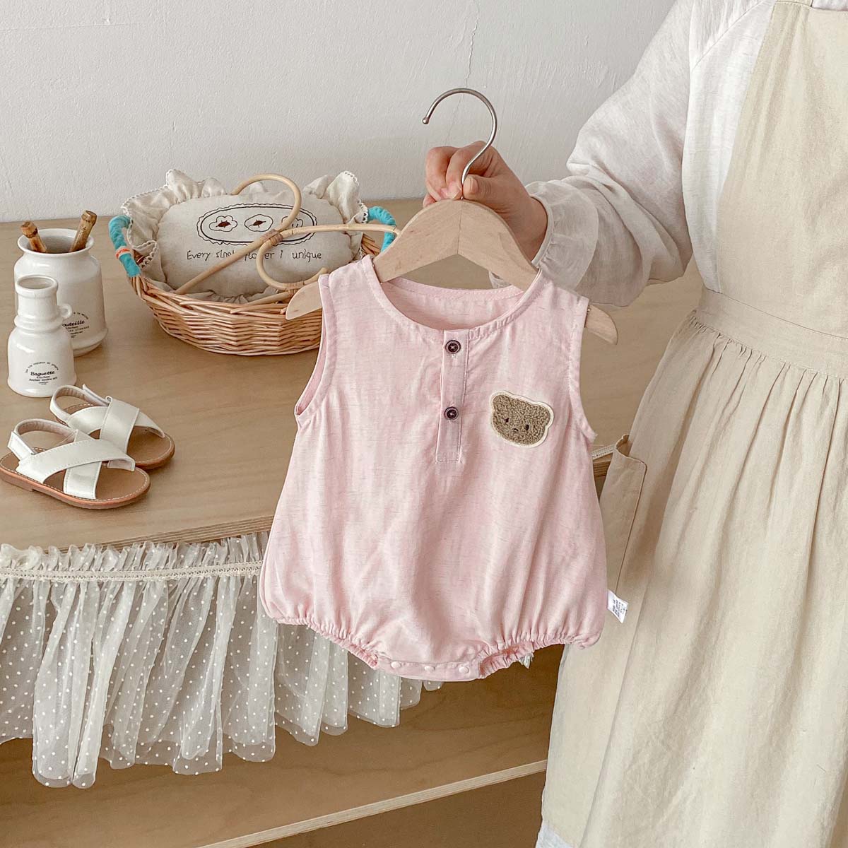 Baby Summer Bear dunne mouwloz - Baby Summer Linen Sleeveless Jumpsuit recensie en prijs