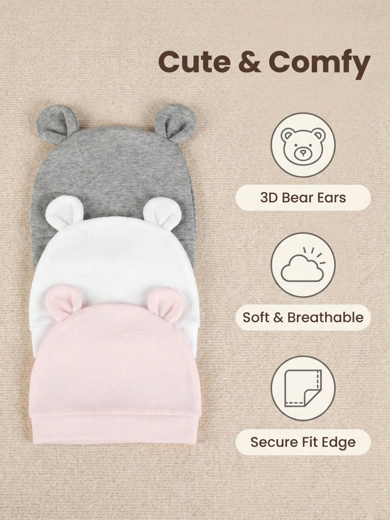 3-pack effen gekleurde, enkell - Infant Beanie Hat With Ears recensie en prijs