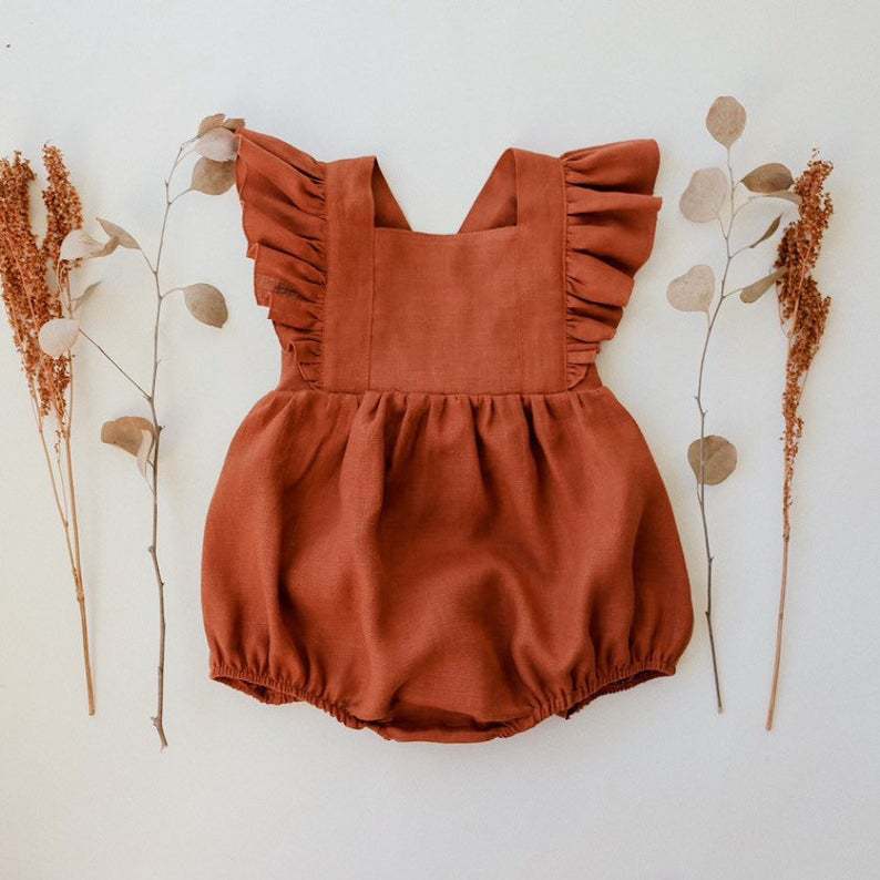 Baby Meisjes Rompertjes Zomer  - Baby Summer Linen Sleeveless Jumpsuit recensie en prijs